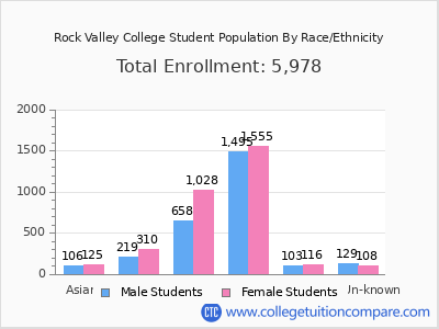 Rock Valley College 2025 Student Population by Gender and Race chart
