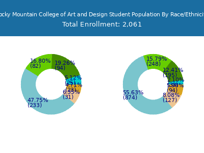 Rocky Mountain College of Art and Design 2025 Student Population by Gender and Race chart