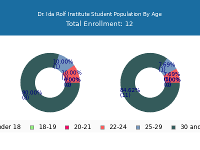 Dr. Ida Rolf Institute 2024 Student Population Age Diversity Pie chart