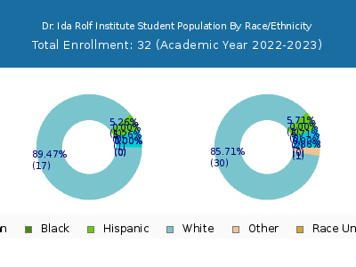 Dr. Ida Rolf Institute 2023 Student Population by Gender and Race chart