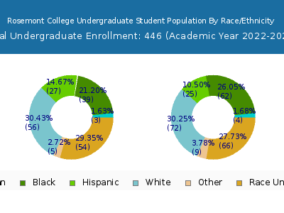 Rosemont College 2023 Undergraduate Enrollment by Gender and Race chart