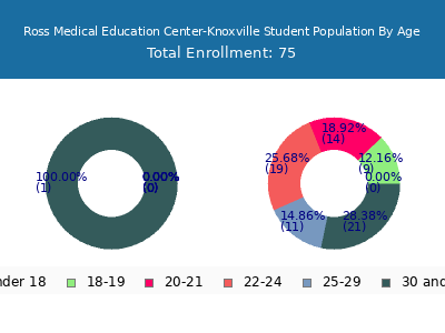 Ross Medical Education Center-Knoxville 2024 Student Population Age Diversity Pie chart