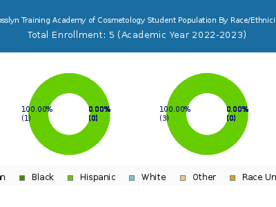 Rosslyn Training Academy of Cosmetology 2023 Student Population by Gender and Race chart