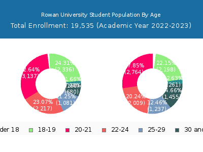 Rowan University 2023 Student Population Age Diversity Pie chart