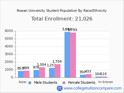 Rowan University 2025 Student Population by Gender and Race chart