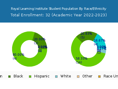Royal Learning Institute 2023 Student Population by Gender and Race chart