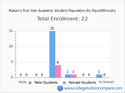 Ruben's Five Star Academy 2025 Student Population by Gender and Race chart