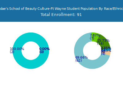 Rudae's School of Beauty Culture-Ft Wayne 2025 Student Population by Gender and Race chart
