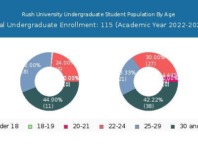 Rush University 2023 Undergraduate Enrollment Age Diversity Pie chart