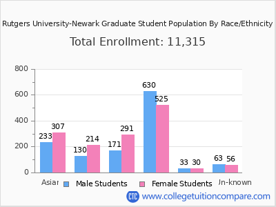 Rutgers University-Newark 2025 Graduate Enrollment by Gender and Race chart