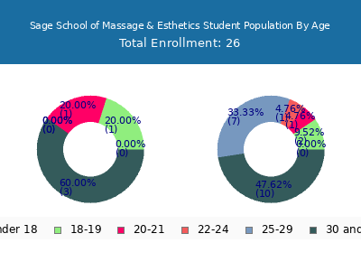 Sage School of Massage & Esthetics 2024 Student Population Age Diversity Pie chart