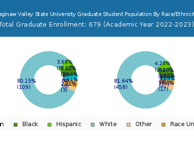 Saginaw Valley State University 2023 Graduate Enrollment by Gender and Race chart