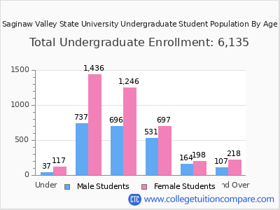 Saginaw Valley State University 2024 Undergraduate Enrollment by Age chart