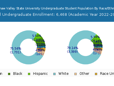 Saginaw Valley State University 2023 Undergraduate Enrollment by Gender and Race chart
