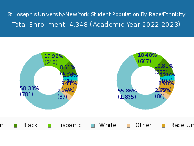 St. Joseph's University-New York 2023 Student Population by Gender and Race chart