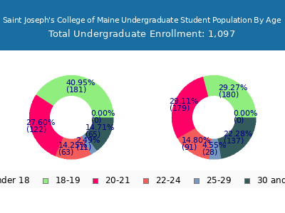 Saint Joseph's College of Maine 2024 Undergraduate Enrollment Age Diversity Pie chart