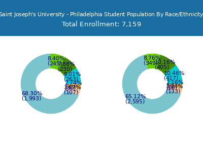 Saint Joseph's University - Philadelphia 2025 Student Population by Gender and Race chart