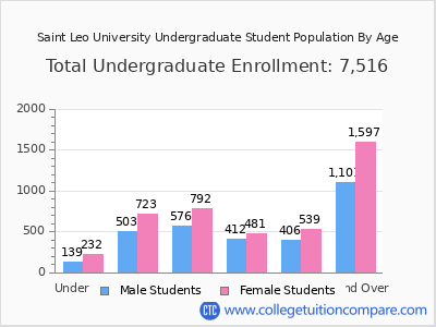 Saint Leo University 2025 Undergraduate Enrollment by Age chart
