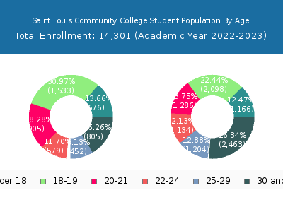 Saint Louis Community College 2023 Student Population Age Diversity Pie chart