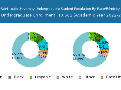 Saint Louis University 2023 Undergraduate Enrollment by Gender and Race chart