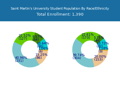 Saint Martin's University 2025 Student Population by Gender and Race chart