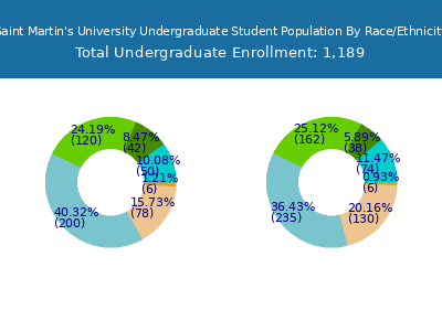 Saint Martin's University 2025 Undergraduate Enrollment by Gender and Race chart