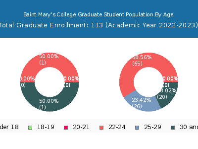 Saint Mary's College 2023 Graduate Enrollment Age Diversity Pie chart