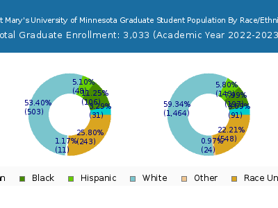 Saint Mary's University of Minnesota 2023 Graduate Enrollment by Gender and Race chart