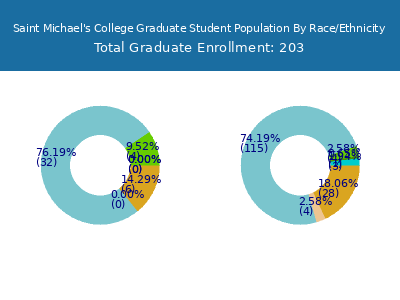 Saint Michael's College 2025 Graduate Enrollment by Gender and Race chart