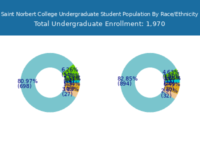 Saint Norbert College 2025 Undergraduate Enrollment by Gender and Race chart