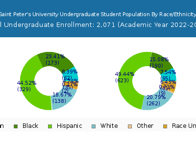 Saint Peter's University 2023 Undergraduate Enrollment by Gender and Race chart