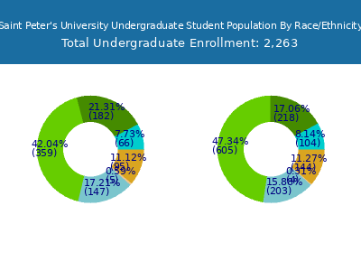 Saint Peter's University 2025 Undergraduate Enrollment by Gender and Race chart