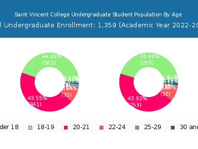 Saint Vincent College 2023 Undergraduate Enrollment Age Diversity Pie chart