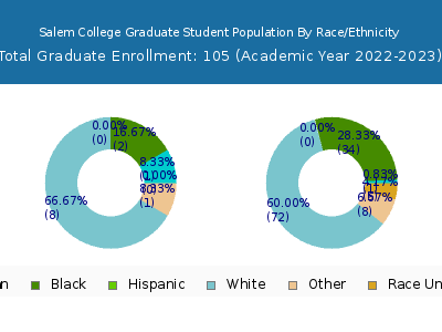 Salem College 2023 Graduate Enrollment by Gender and Race chart