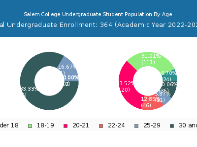 Salem College 2023 Undergraduate Enrollment Age Diversity Pie chart