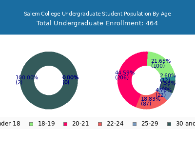 Salem College 2025 Undergraduate Enrollment Age Diversity Pie chart