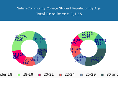 Salem Community College 2025 Student Population Age Diversity Pie chart