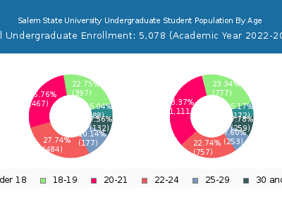 Salem State University 2023 Undergraduate Enrollment Age Diversity Pie chart