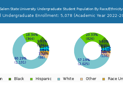 Salem State University 2023 Undergraduate Enrollment by Gender and Race chart