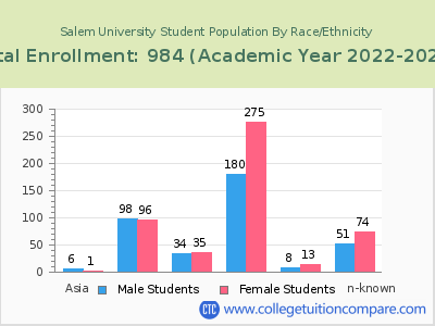 Salem University 2023 Student Population by Gender and Race chart