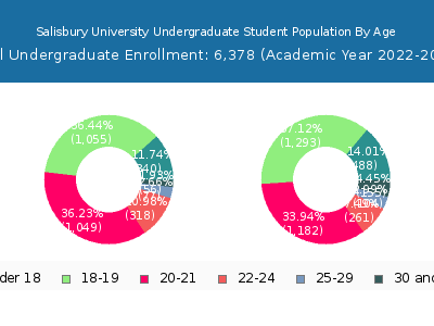 Salisbury University 2023 Undergraduate Enrollment Age Diversity Pie chart