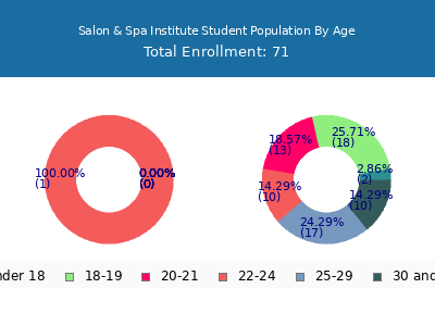 Salon & Spa Institute 2025 Student Population Age Diversity Pie chart