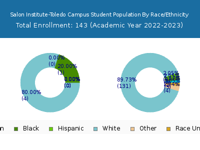 Salon Institute-Toledo Campus 2023 Student Population by Gender and Race chart