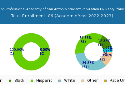 Salon Professional Academy of San Antonio 2023 Student Population by Gender and Race chart
