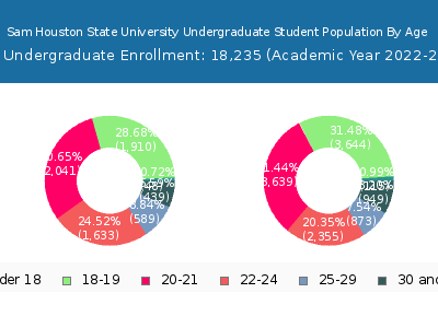 Sam Houston State University 2023 Undergraduate Enrollment Age Diversity Pie chart