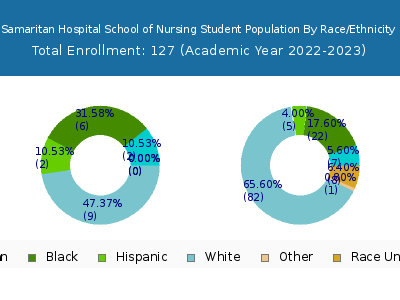 Samaritan Hospital School of Nursing 2023 Student Population by Gender and Race chart