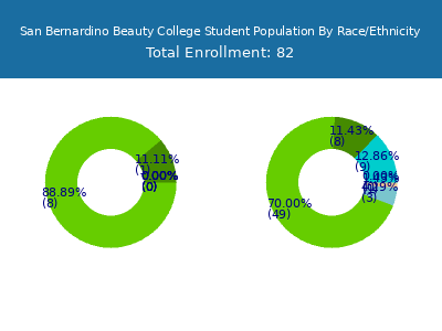 San Bernardino Beauty College 2025 Student Population by Gender and Race chart