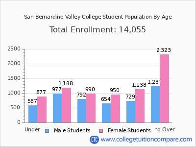 San Bernardino Valley College 2024 Student Population by Age chart