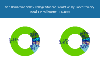 San Bernardino Valley College 2025 Student Population by Gender and Race chart