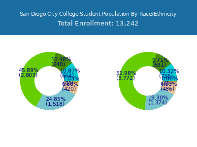 San Diego City College 2025 Student Population by Gender and Race chart